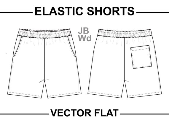 Men S Shorts Illustration. Fashion Flat Sketch, Vector, Stock Illustration  - Illustration of vector, summer: 282281378