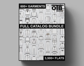 OTB Full Catalog Bundle 3,500+ Vector Flats Technical Drawings 600+ Garments Illustration Blank Streetwear Mock-up Template Design Tech Pack