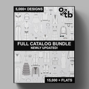 Catálogo completo OTB. Más de 15 000 planos vectoriales. Dibujos técnicos. Más de 2500 ilustraciones de prendas. Plantillas de maquetas de bocetos en blanco. Paquete de diseño técnico.