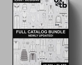 OTB Full Catalog Bundle 15,000+ Vector Flats Technical Drawings 2,500+ Garments Illustrations Blank Sketch Mock-up Template Design Tech Pack