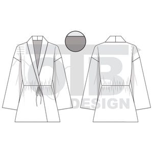 the front and back of a women's robe