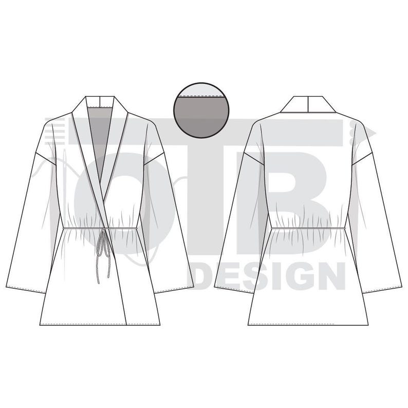 the front and back of a women's robe