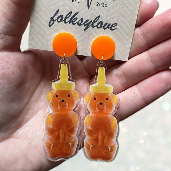 Honey bear acrylic earrings