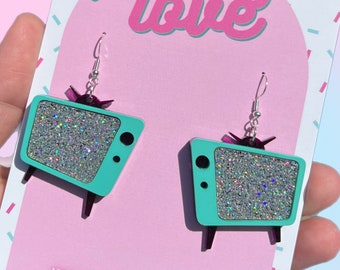 Retro mcm tv acrylic earrings