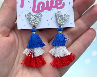 Mickey Minnie July fourth acrylic earrings