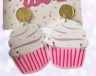 Confetti cupcake acrylic earrings