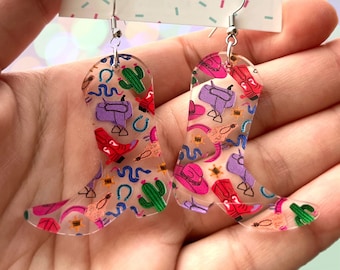 The Dolly cowgirl boots double sided acrylic earrings