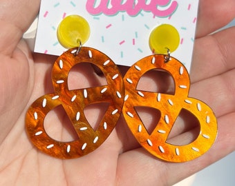 Salted pretzel acrylic earrings