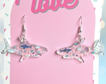 Sharks on sharks  acrylic earrings