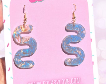Squiggle glitter pattern acrylic earrings