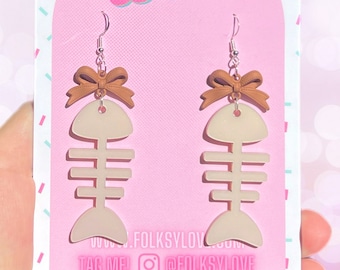 Fish bone acrylic earrings