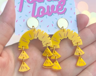 Pineapple slice tiki acrylic earrings