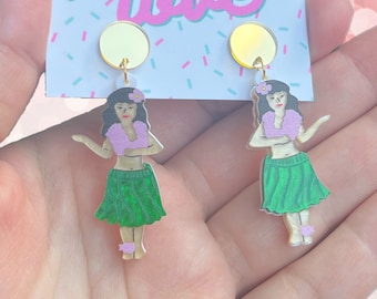 Hula girl vacation vibes tiki earrings