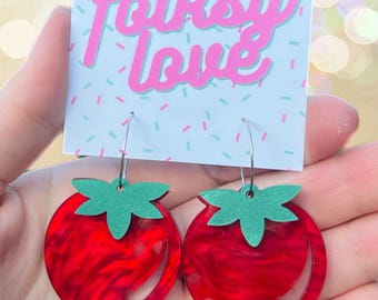 Tomato asmr acrylic hoop earrings