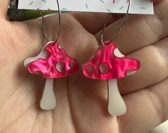 Mushroom hoops ASMR acrylic earrings