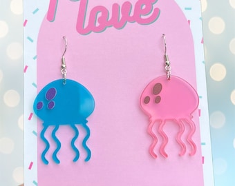 Mismatched jelly fish acrylic earrings