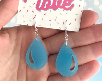 Glow in the dark water drops acrylic earrings