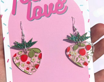 Strawberries on strawberries double sided acrylic earrings