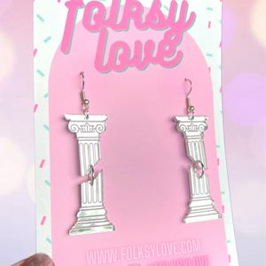 Mirrored Roman columns acrylic earrings