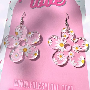 Daisies on daisies flora double sided acrylic earrings