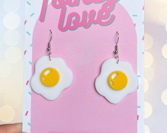 Fried egg acrylic earrings