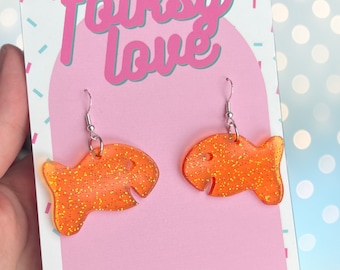 Goldfish snack acrylic earrings