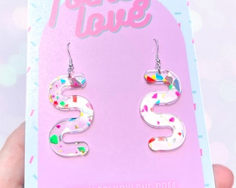 Confetti squiggle acrylic earrings