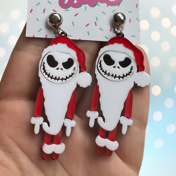 Nightmare before Christmas Santa Jack acrylic earrings
