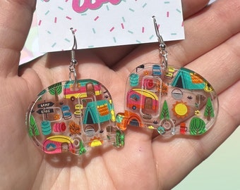 Camping trailer acrylic earrings