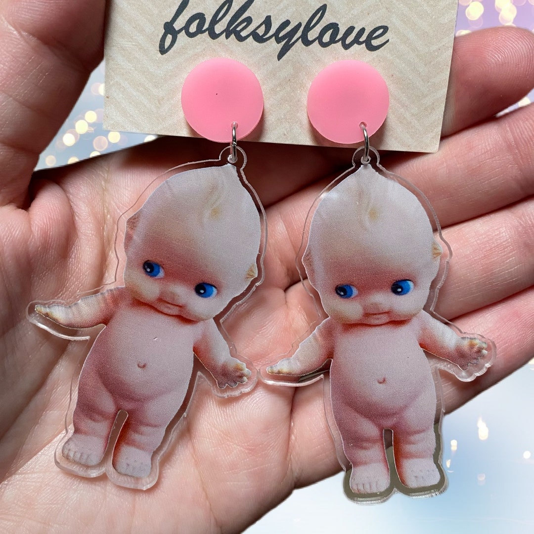 Vintage Kewpie Acrylic Earrings Etsy