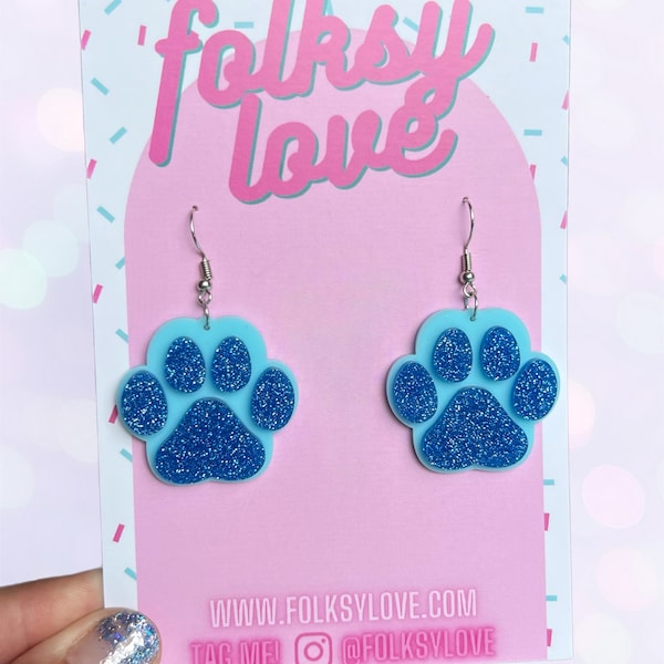 Choice of puppy paws acrylic earrings
