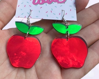 Gespiegelter Apfel Ohrstecker aus Acryl