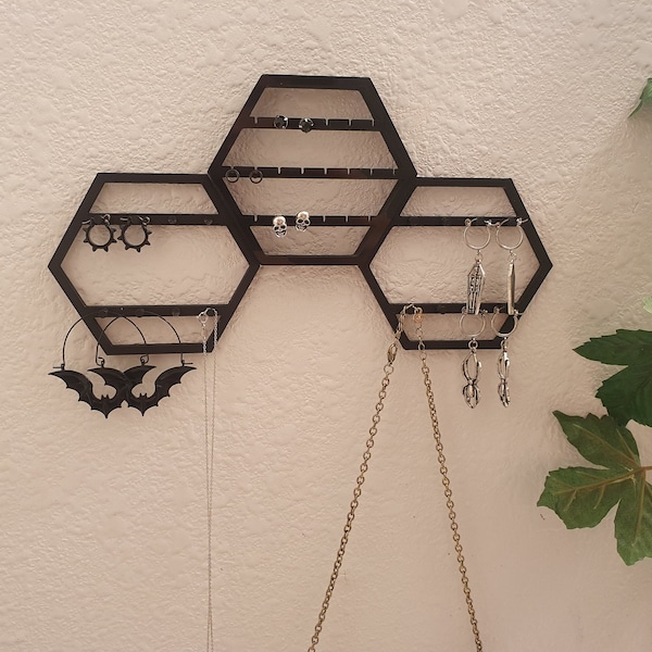 Hexagonal Earring Display Wall Mounted