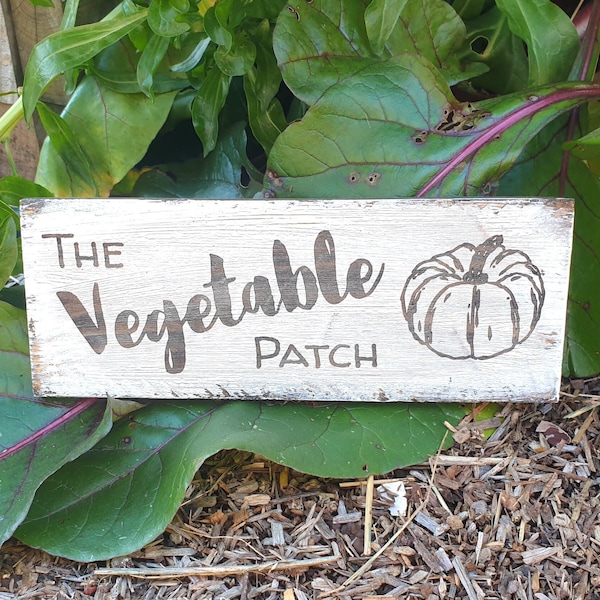 The Vegetable Patch Garden Sign, Rustic Wood Decor for Gardening Gift, Timber Veggie Patch Home Decoration