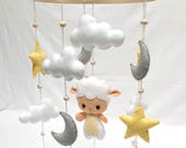 Handmade Felt Sheep Baby Mobile: Neutral Nursery Decor