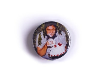 Johnny Cash Eating Cake Pinback Button, Johnny Cash Magnet, Johnny Cash Pin, Meme Magnet, Meme Button, Meme Pin