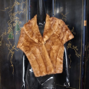 Vintage Beige / Blonde Mink Fur Shawl Coat Jacket Size M/M