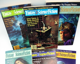 Lot of 7 Vintage Pulp Magazines "The Magazine of Fantasy & Science Fiction" 1980's Bundle