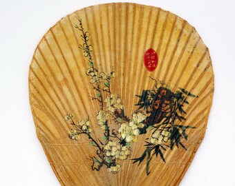 Vintage Japanese Uchiwa Bamboo Paddle Fan