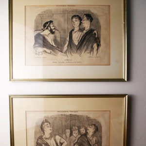 Set of 2 Original Honore Daumier Framed Lithographs 1800&#39;s
