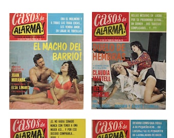 Lot of 4 CASOS DE ALARMA 1970's Vintage Sleaze Mexican FotoNovela Photo Comic