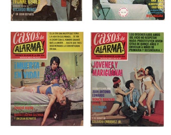 Lot of 4 CASOS DE ALARMA 1970's Vintage Sleaze Mexican FotoNovela Photo Comic