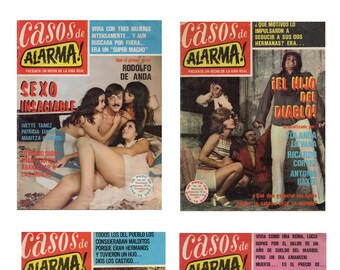 Lot of 4 CASOS DE ALARMA 1970's Larger Sleaze Mexican FotoNovela Photo Comic