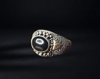Sterling Onyx & 18k Gold Accent Ring