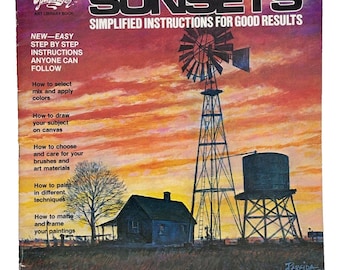 GRUMBACHER The Art of How to Paint Sunsets: Simplified Instructions Vtg Art Book