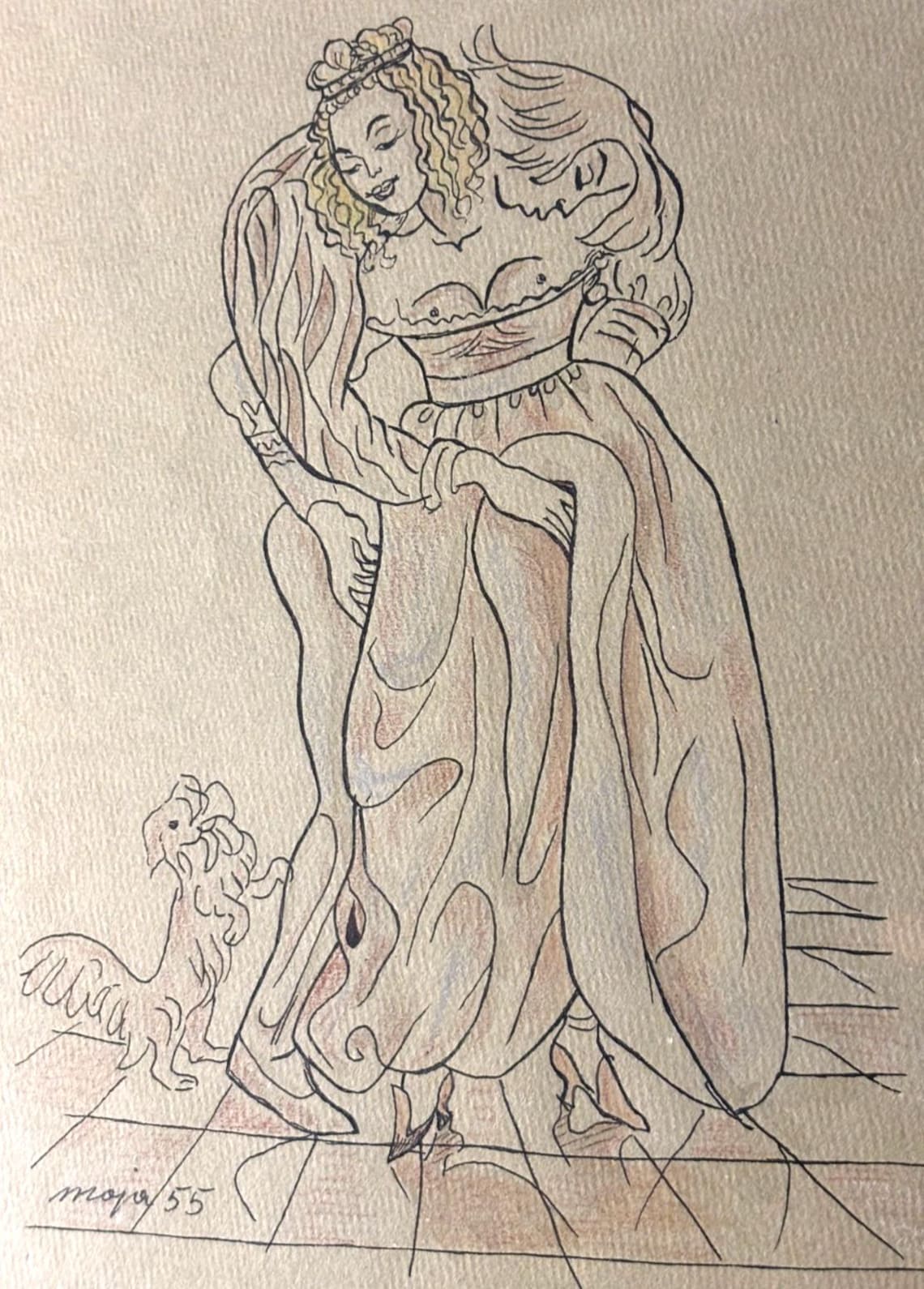 Original 1955 Risqué Line Drawing — Signed “moja / 55” — Mid Century ...