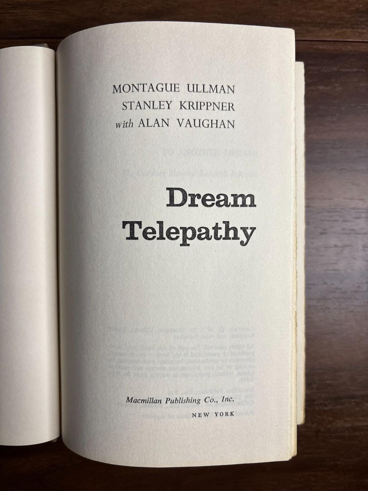 1973 Dream Telepathy Book ESP Parapsychology Ullman Krippner Hardcover ...