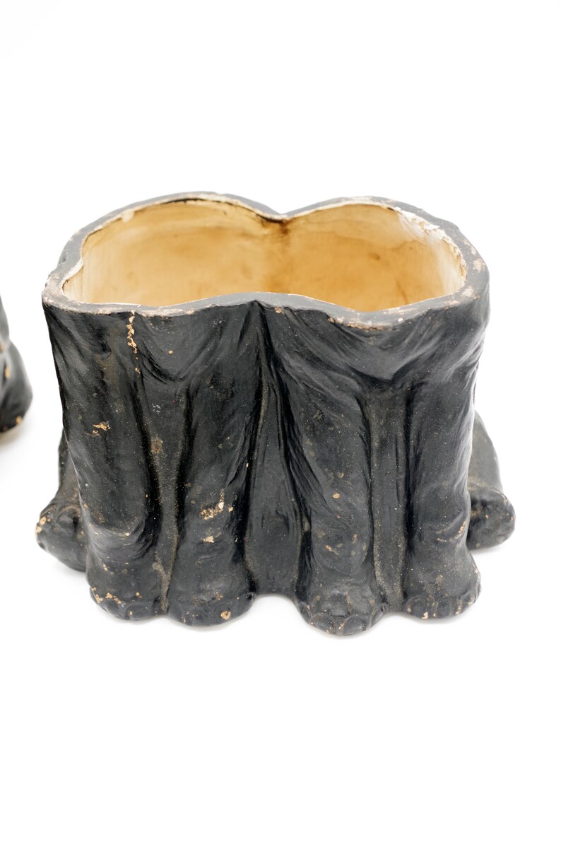 Vintage Cookie Jar of 2 Black Elephants Embracing Each Other Chalkware Sculpture Jar image 5