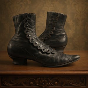 Antike viktorianische Damenstiefel • W.A. Marsh Größe 5 • Schwarze Lederschuhe um 1900