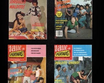 Lot of 4 "Valle De Lagrimas" 1970's 80's Mexican Fotonovela Sleaze Pulp Comics